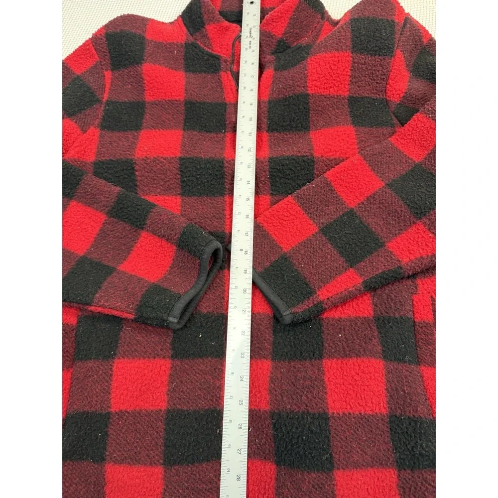 Old Navy Buffalo Plaid Fleece Pullover Mens XXL Red Black 1/4 Zip Sweater